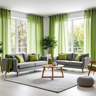 Smarties Vert Citron Rideau Voile Doux et Transparent 1