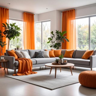 Smarties Orange Rideau Voile Tendre et Transparent