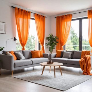 Smarties Orange Rideau Voile Tendre et Transparent 2