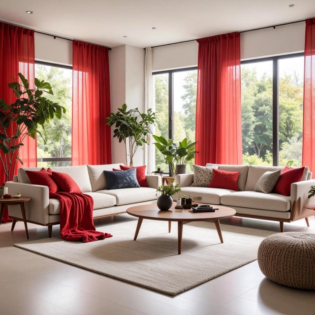 Smarties Rouge Rideau Voile Doux et Transparent 1