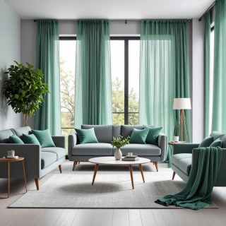 Smarties Vert Menthe Doux Vert d'Oeuf Rideau Voile Transparent 2