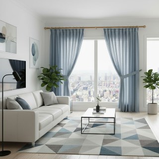 Une Touche de Brume Ensoleillée Rideau Voile Bleu 3