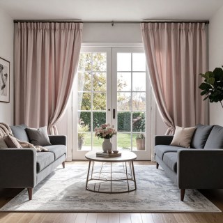 Double Plush Blush Pink Chenille Blackout Rideau occultant en chenille rose poudré et double épaisseur 2