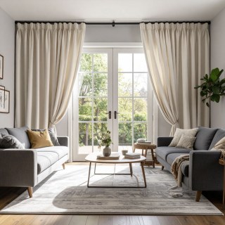 Double Plush Off White Chenille Blackout Rideau occultant en chenille blanc cassé et double épaisseur 2