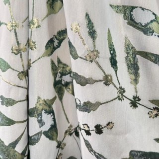 Dans Les Bois Rideau Vert Feuilles avec Détails Dorés 2