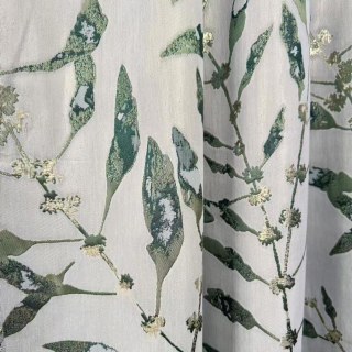 Dans Les Bois Rideau Vert Feuilles avec Détails Dorés 3