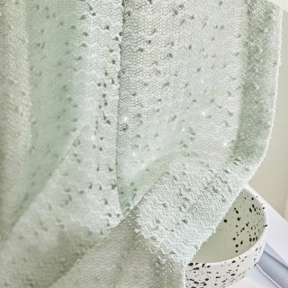Rideau en tulle à motifs de vagues et d'ondulations, inspiré du tweed vert sauge 3