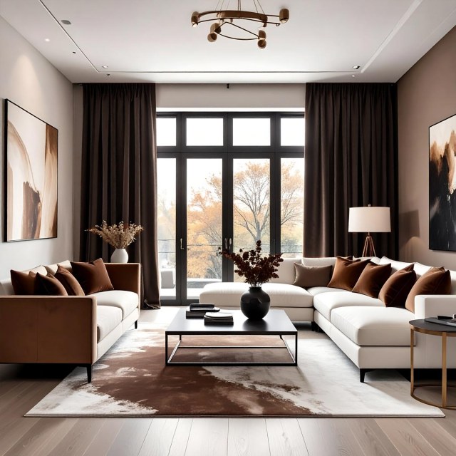 Rideau de velours brun foncé lustré 1