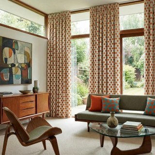 Dottie Delight Mid Century Modern Terracotta Orange Polka Dot Chenille Rideau 3