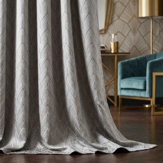 Élégants rideaux chevrons Art Déco gris argenté