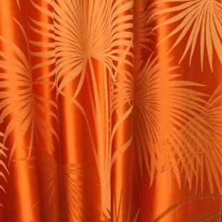 Fan Palm Silhouette Orange Satin Tropical Feuilles Rideau 4