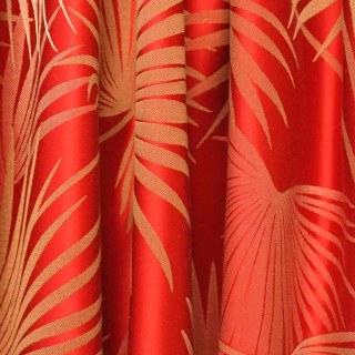 Fan Palm Silhouette Rouge Satin Tropical Feuilles Rideau 3