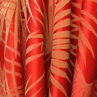Fan Palm Silhouette Rouge Satin Tropical Feuilles Rideau 4