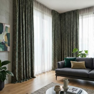 Domaine d'or luxe Jacquard Résumé grain motif vert foncé Rideau 3