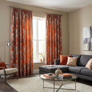 Rideaux jacquard terracotta orange Rêve Floral 3