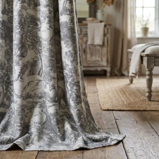 Forêt Enchantée Toile de Jouy Ours Léopard Hibou Gris Occultant Rideaux Imprimé Animal