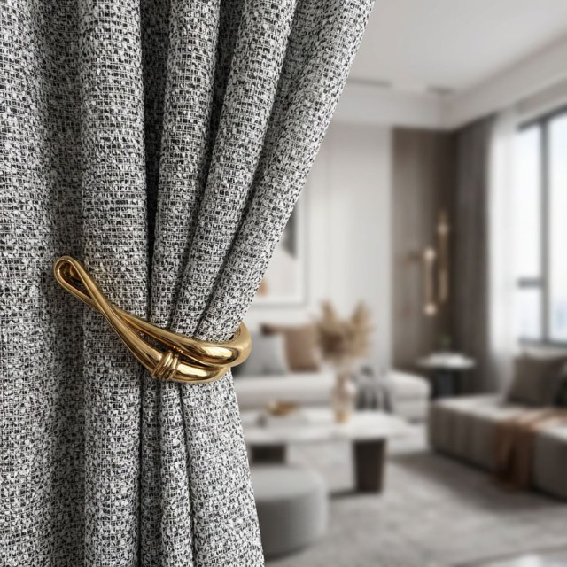 French Chic Noir & Blanc Rideau Voile Épais 1