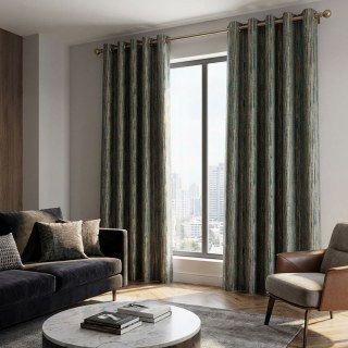 Teaux texturés et rideau rayé d'or 2