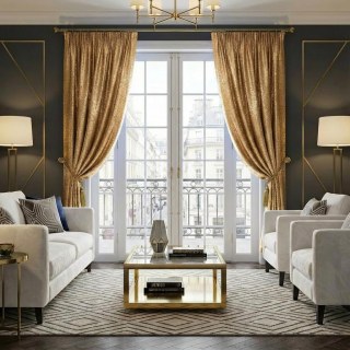 Rideaux texturés dorés scintillants à paillettes métallisées 2