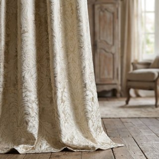 Dorés Baroque Luxe Jacquard Crème Or Rideaux Damassés 2