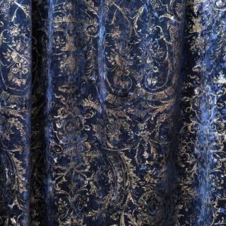 Héritage Bleu Gilded Damask Rideau de velours 2