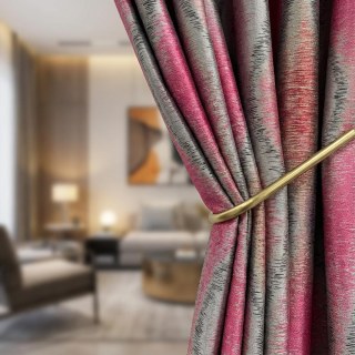 Ikat Ondulations Noir Magenta Rouge Rideaux Ogee Géométriques avec Détails Dorés