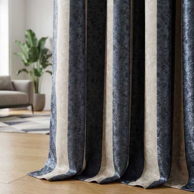 Chemin du Léopard Rideaux à Rayures Marines Imprimé Animal 1