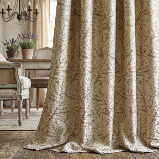 Nature's Imprint Rideaux Jacquard de Luxe Champagne Or Feuillage