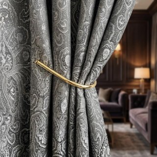 Nouveaux Classiques Damas Jacquard Rideau Gris Anthracite Foncé