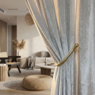 Opulence Crème Champagne Soie Éclatante Légère Voile Translucide Rideau de Velours