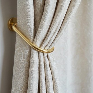 Opulent Floral Luxe Jacquard Satiné Beige Crème Rideau Damassé 5