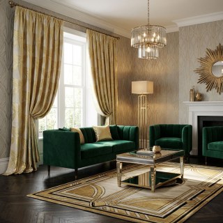 Prism Axis Art Déco Jaune et Or Rideaux Géométriques 4