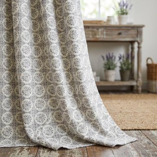 Rose Medallion Noir et Blanc Chenille Florale Rideau