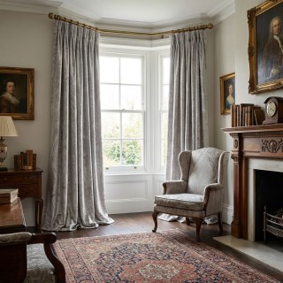 Royal Mirage Crème Taupe Rideau en Velours Damassé 3