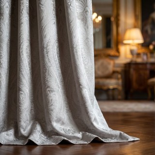 Royal Mirage Crème Taupe Rideau en Velours Damassé