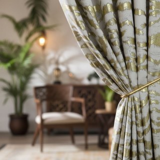 Rayures de Tigre Crème et Or Rideau Imprimé Animal 2