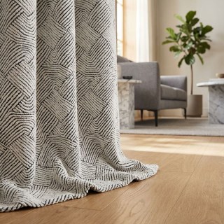 Tissage Chuchotement Géométrique Noir & Blanc Chenille de Laine Lourde Rideau 2