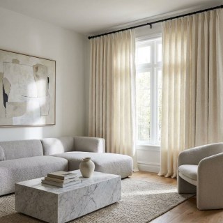 Tissu chuchotant tissé géométrique ivoire blanc lourd en chenille de laine rideau 3