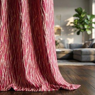 Rideaux géométriques abstraits tissés Drift bordeaux et vin rouge avec détails dorés