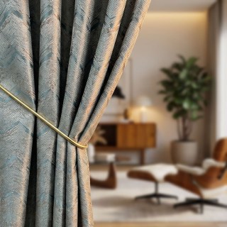 Zigzag Symphonie Chevron Canard Bleu Faux Soie Moderne Rideaux Géométriques