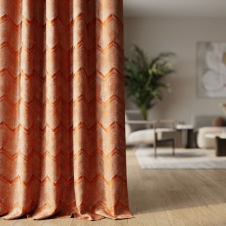 Zigzag Symphonie Chevron Orange Faux Soie Moderne Rideaux Géométriques 2