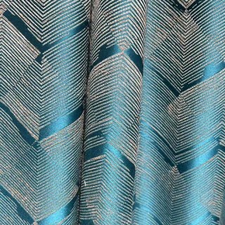 Zigzag Symphony Chevron Teal Blue Faux Silk Rideaux géométriques modernes 8
