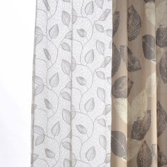 Sheer Curtain Block Leaf Cream Voile Curtain 3