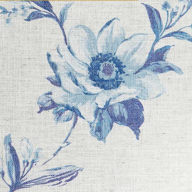 Birds & Blossoms Chinoiserie Blue & Green Floral Velvet Curtain