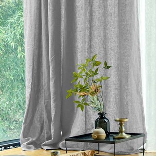 Wabi Sabi Pure Flax Linen Light Grey Heavy Voile Curtain 4