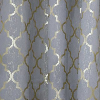 Moroccan Trellis Gray and Metallic Gold Arabesque Geometric Curtain 2