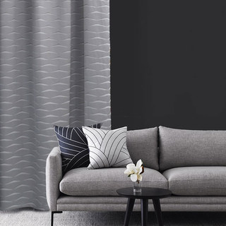 Whitecaps Luxury Jacquard Geometric Ash Grey Curtain 1