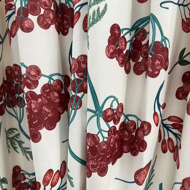 Berry Bliss Red and Cream Velvet Floral Curtains