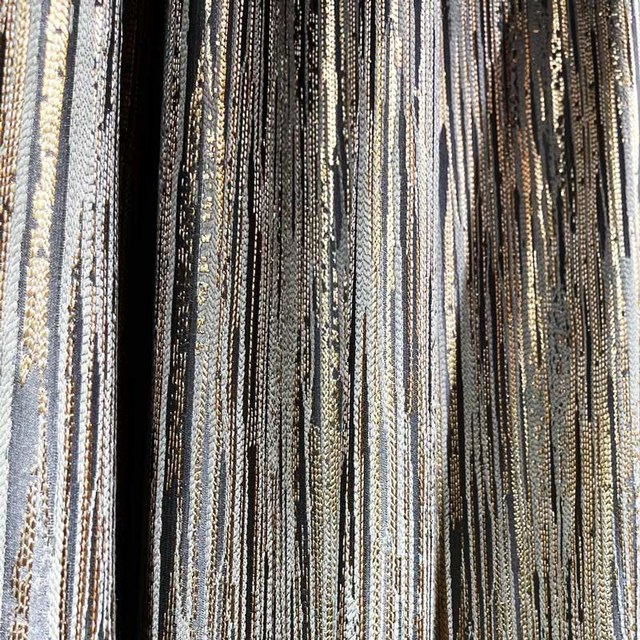 Gilded Stripes Subtle Textured Gray and Gold Striped Curtain 1
