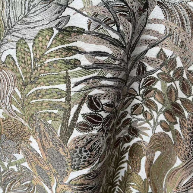 Exotic Foliage Flair Retro Tropical Leaf Olive Green & Brown Blackout Curtain 1